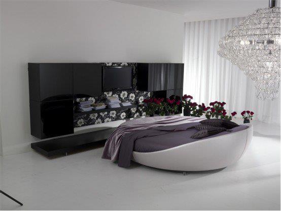 sade ve modern yuvarlak yatak odası dekorasyonu