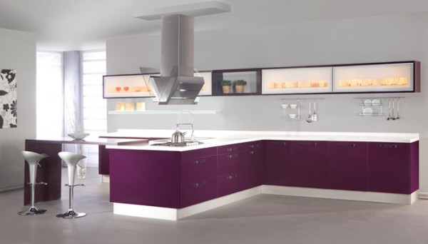 sade tasarımlı mor renkli modern mutfak tasarımı sade tasarımlı mor renkli modern mutfak tasarımı