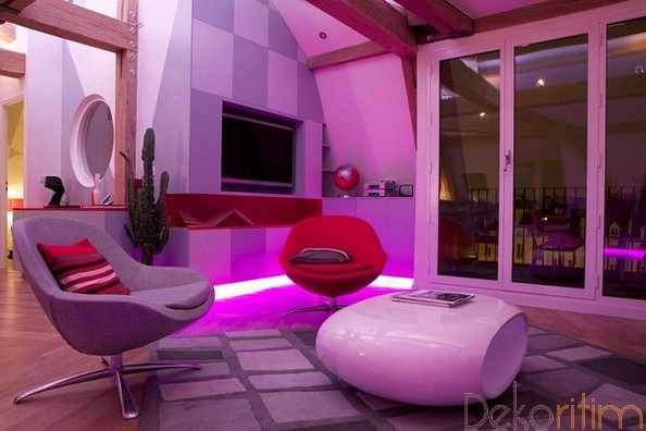 dekoratif led ışıklı oda modeli