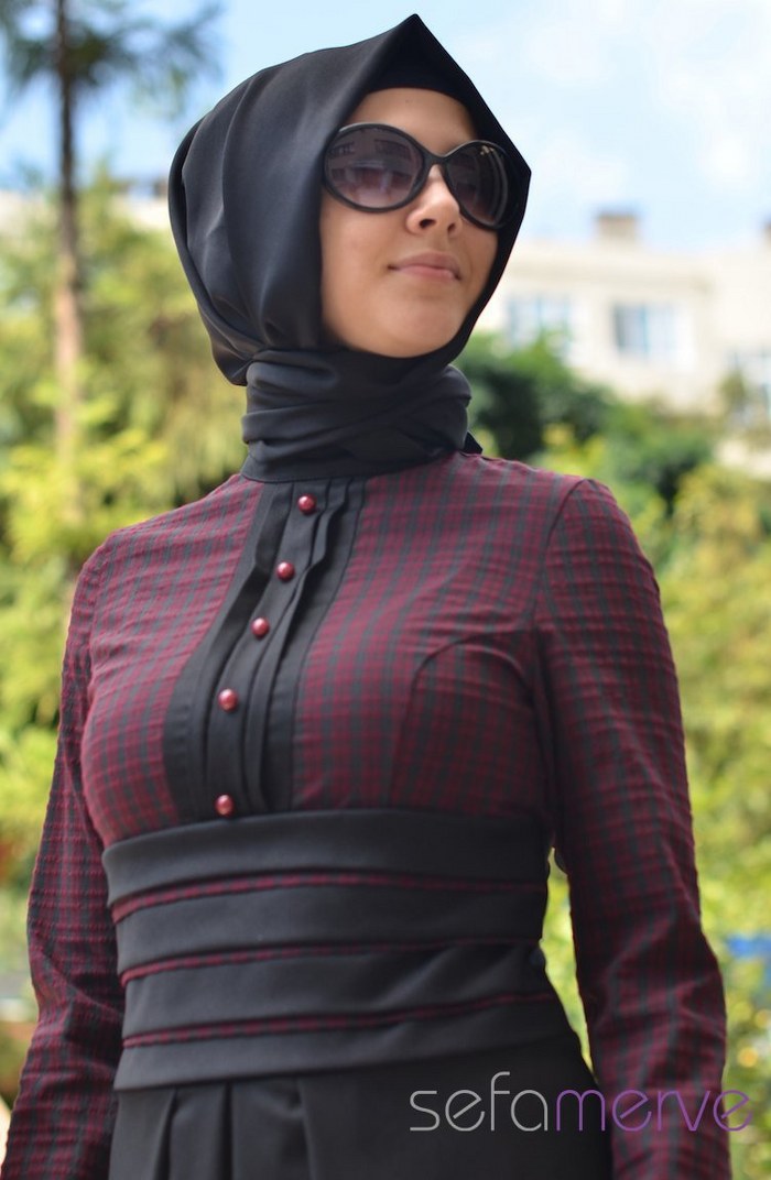 çok şık sefamerve tesettür giyim elbise modeli