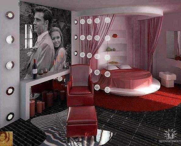 kırmızı oval son moda romantik yatak odası takımı